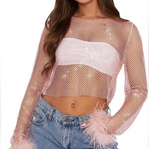 NWOT Pink rhinestone sparkle overlay